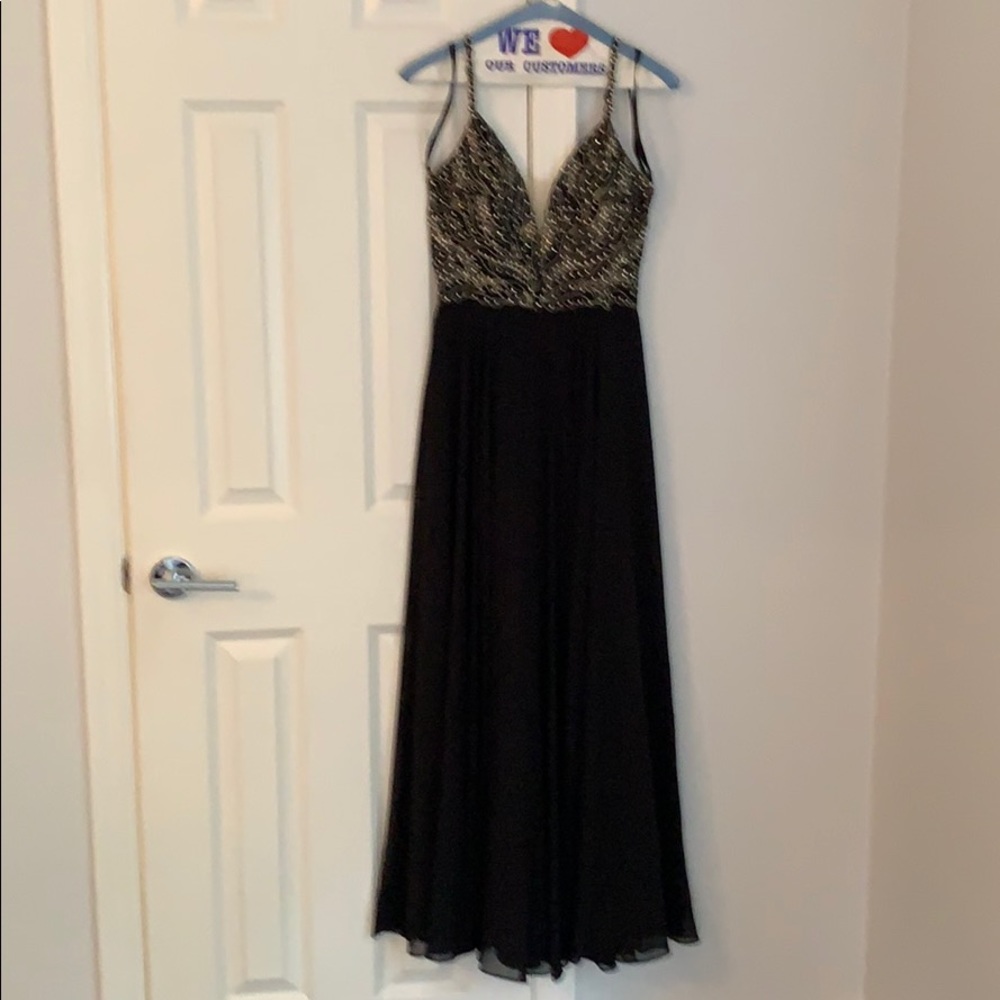 Formal, Sequenced Beaded Spaghetti Strap Dress. Gem